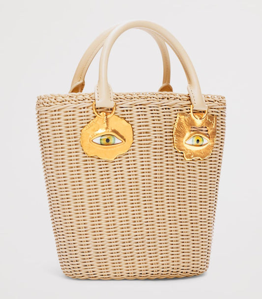 Schiaparelli Calfskin Wicker Face Bucket Bag Beige – PRELOOV