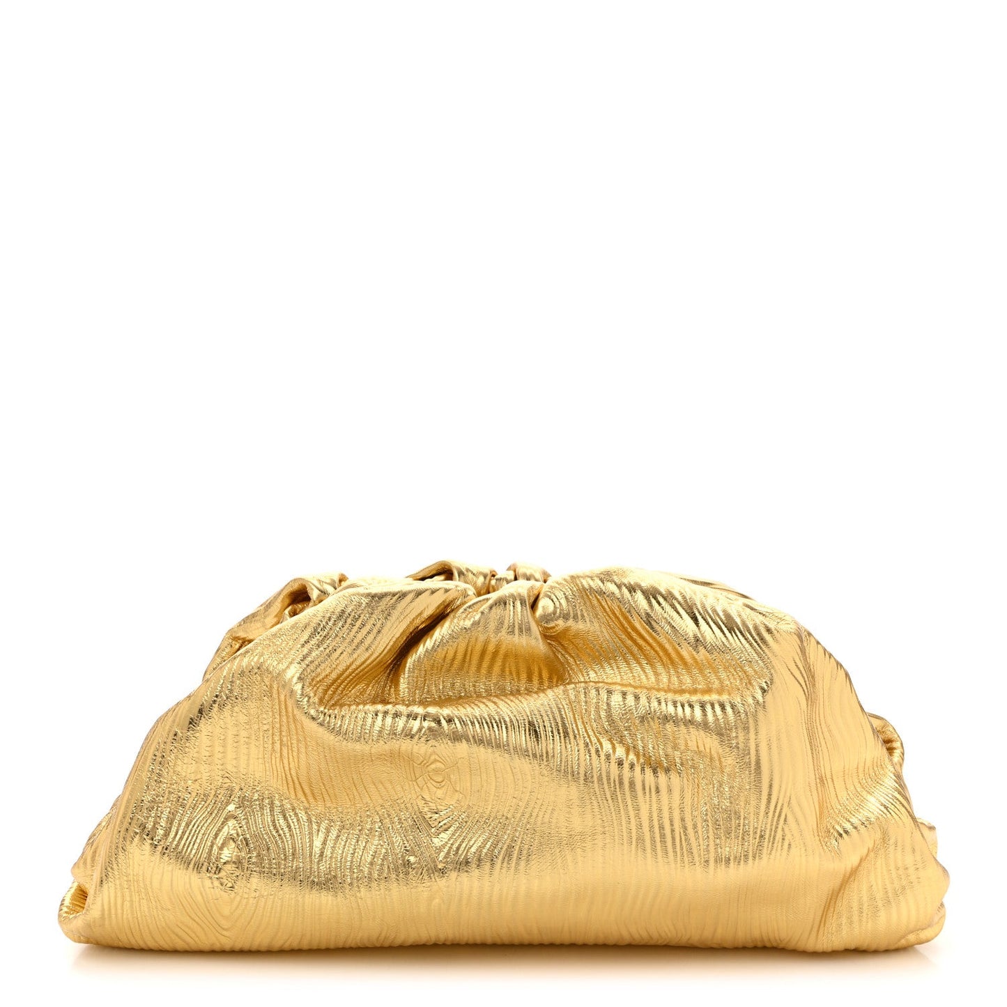 Bottega Veneta Metallic Bark Calfskin Embossed The Pouch Oversized Clutch Oro 2026 PRELOOV foto 1