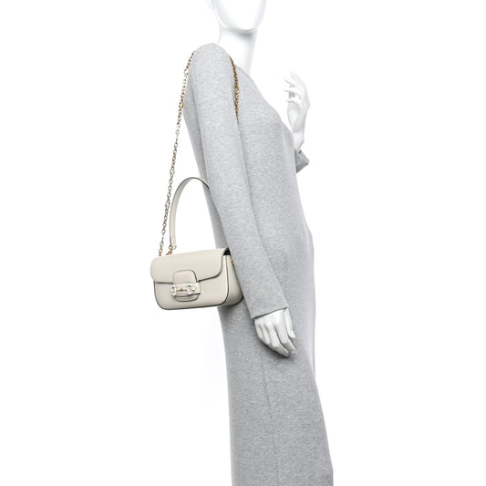 Gucci Horsebit 1955 Small Chain Shoulder Bag White Azalea Crystal Calfskin image 2