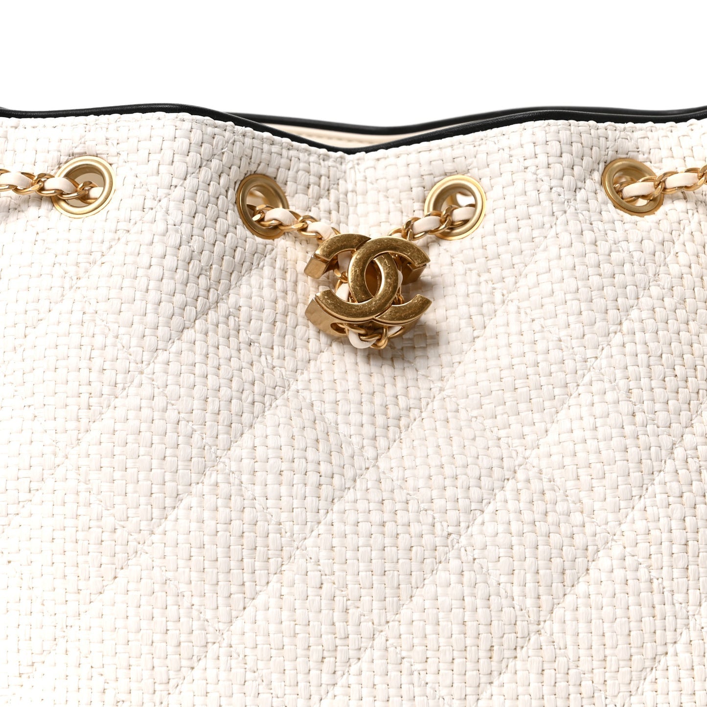 Chanel Braided Raffia Calfskin Quilted Small Chanel 25 Handbag White Black 2026 – PRELOOV