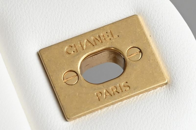 Chanel Classic Timeless Mini Flap Bag – White Lambskin Gold CC & Pearl Chain