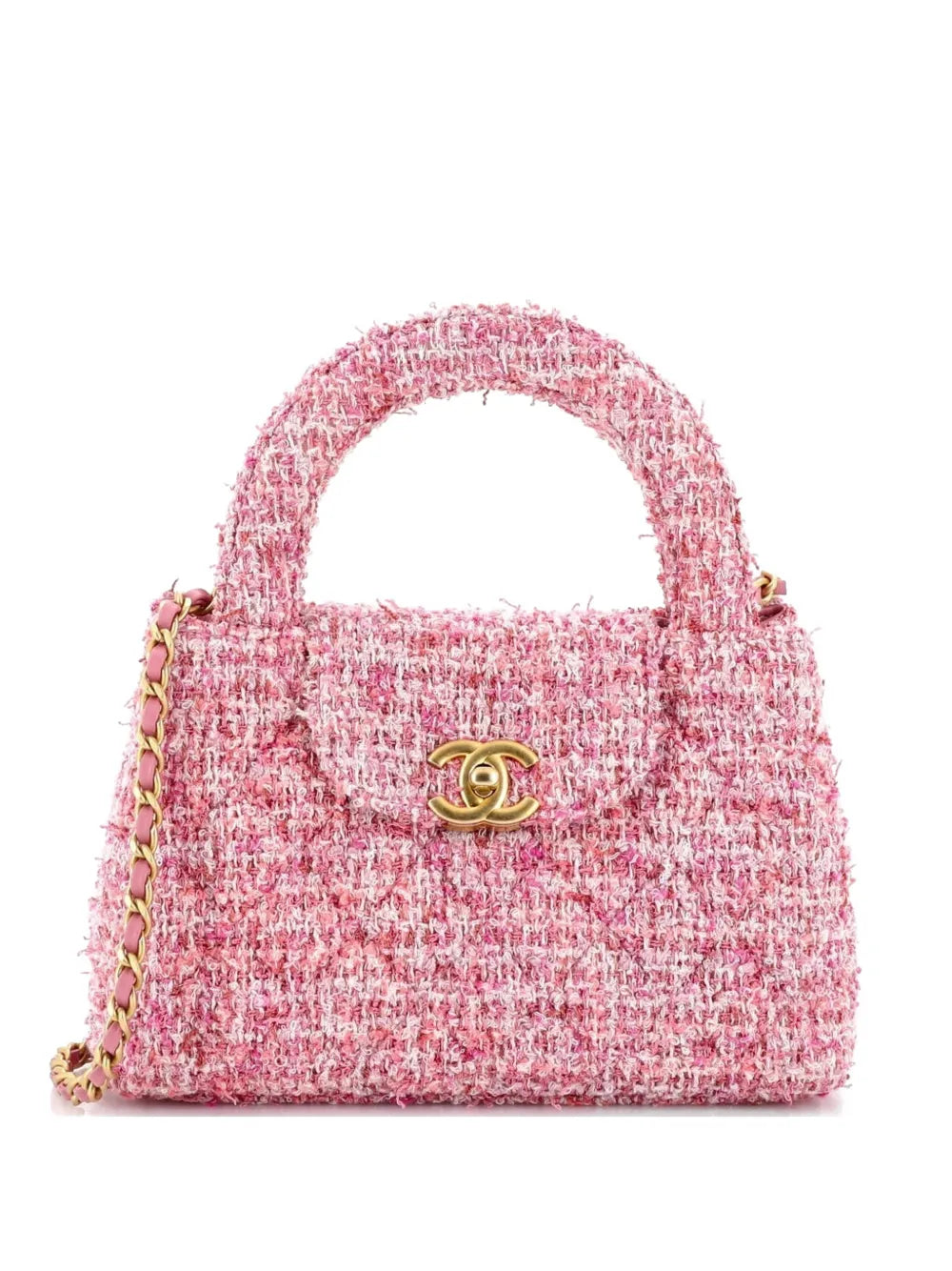 Chanel Kelly Top Handle Bag Pink Tweed Quilted 2021–2026 – PRELOOV