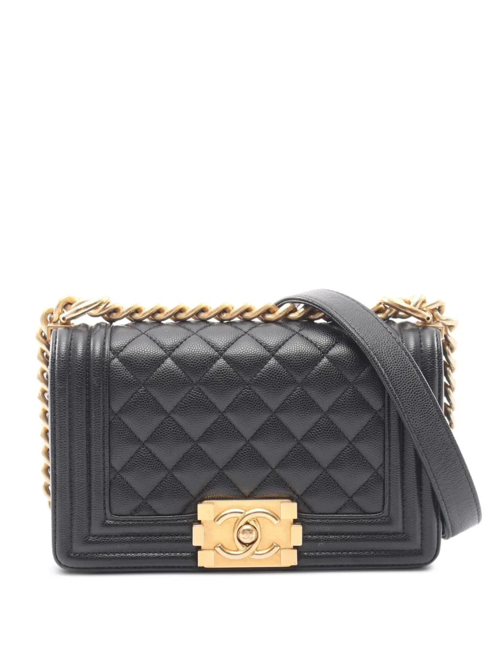 Chanel Boy Chanel Shoulder Bag Black Caviar Leather Gold Hardware 2021 – PRELOOV