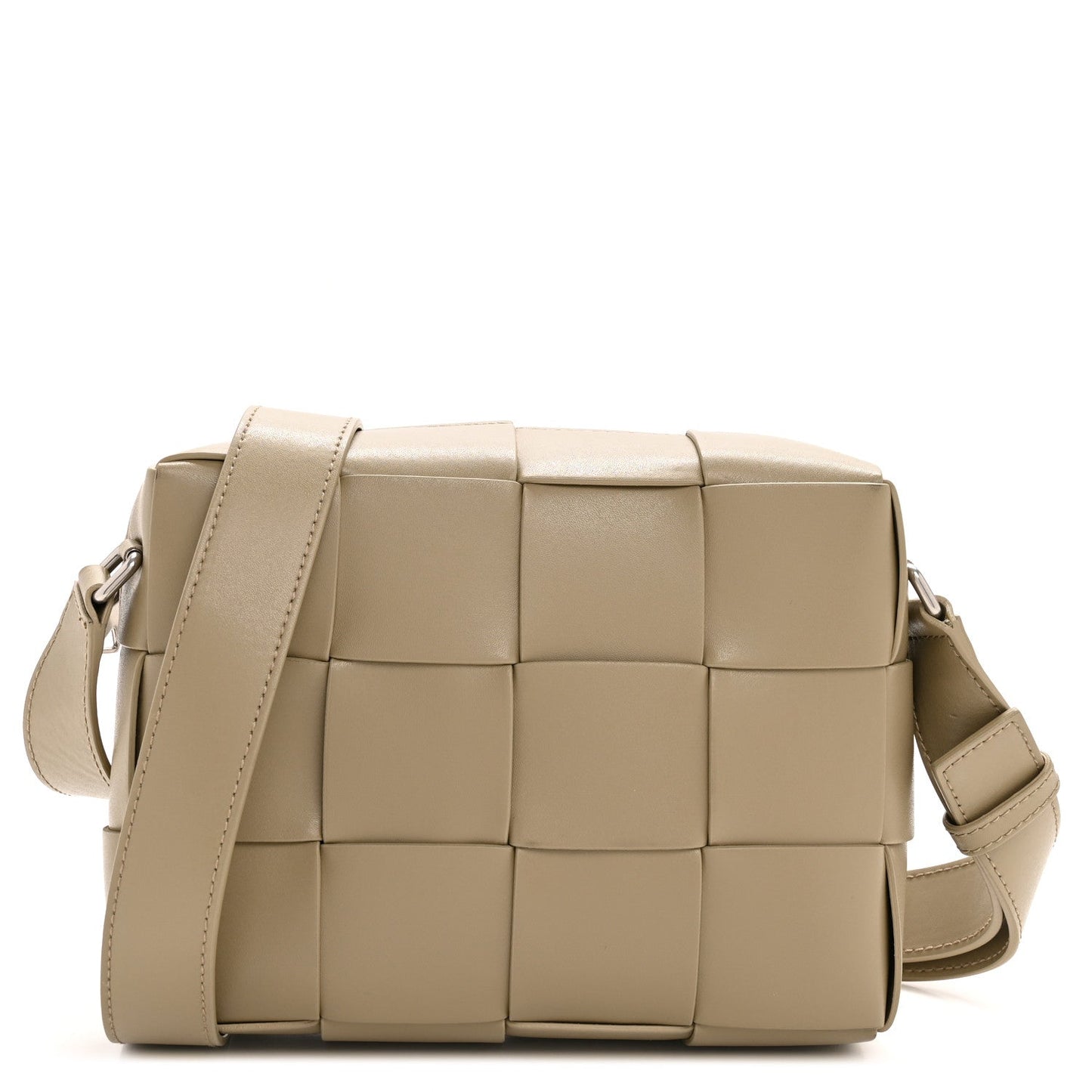 Bottega Veneta Lambskin Maxi Intrecciato Cassette Camera Bag Travertine 2026 PRELOOV foto 1