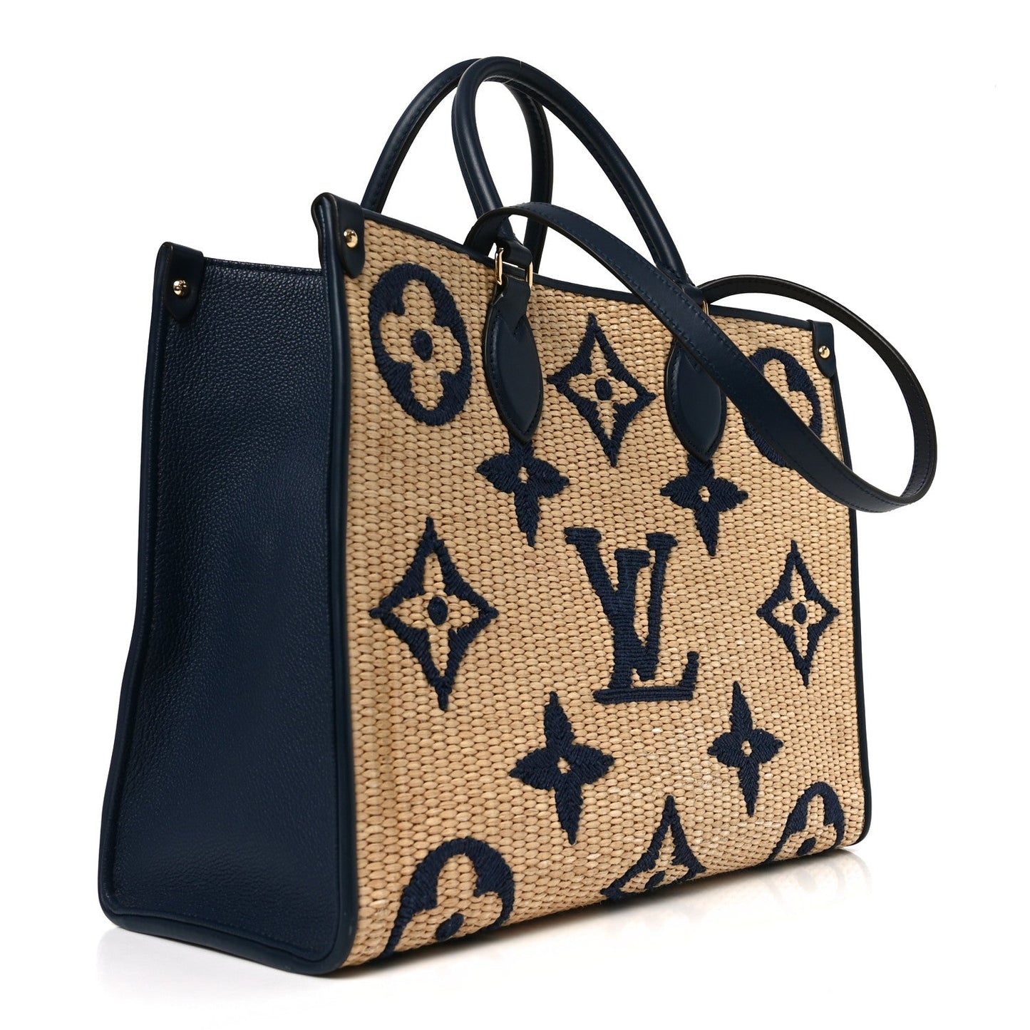 Louis Vuitton Onthego MM Blue Raffia Monogram Giant image 3