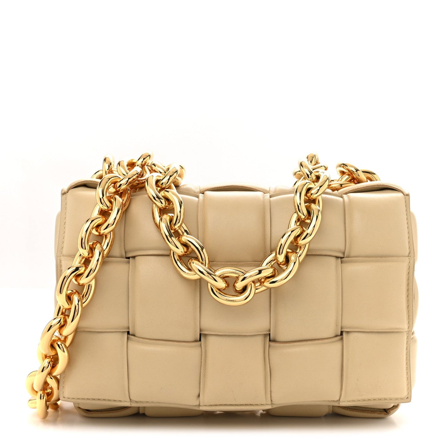Bottega Veneta Lambskin Maxi Intreccio Padded Chain Cassette Crossbody Bag Porridge 2026 PRELOOV foto 1