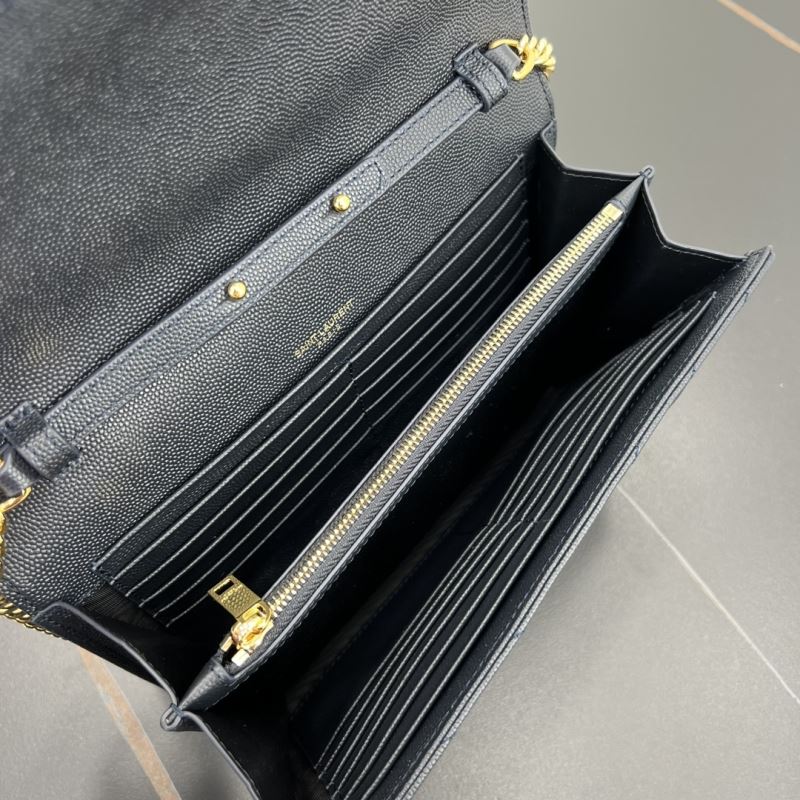 Saint Laurent Cassandre Chain Wallet – Blauw Preloved Designer Clutch Schoudertas