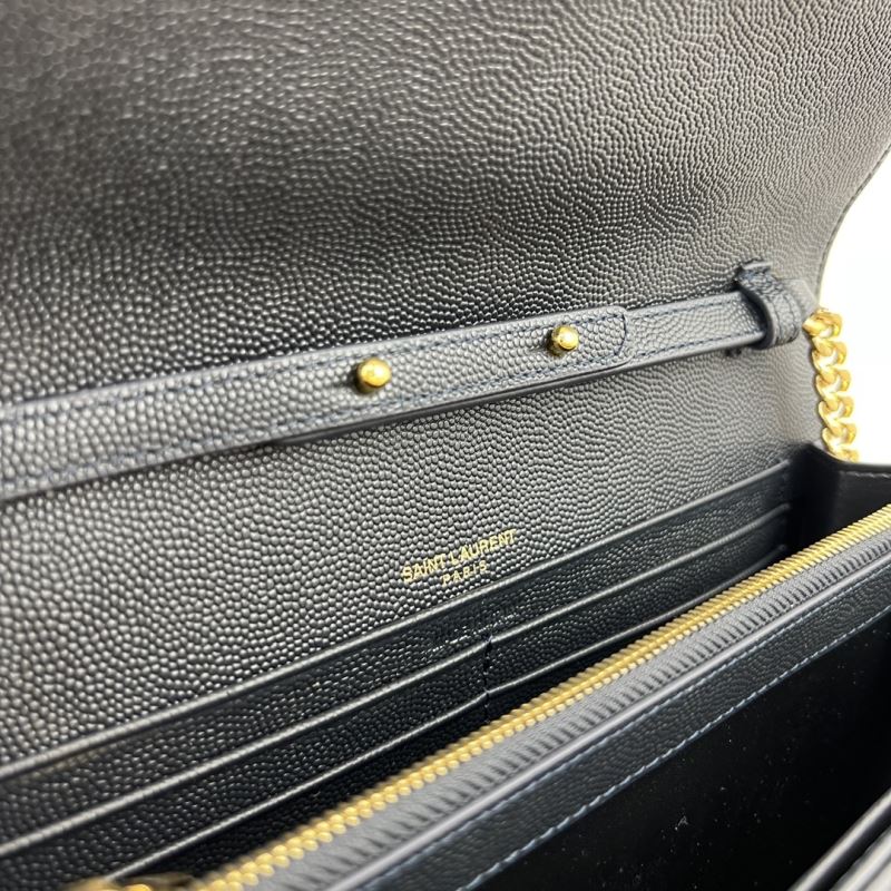 Saint Laurent Cassandre Chain Wallet – Blauw Preloved Designer Clutch Schoudertas