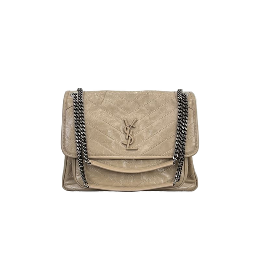 Saint Laurent Niki Medium Blanc Vintage Preloved Designer Shoulder Bag