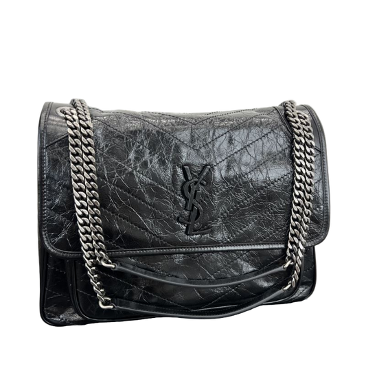 Saint Laurent Niki Medium Storm – Black Shoulder Bag in Vintage Calfskin