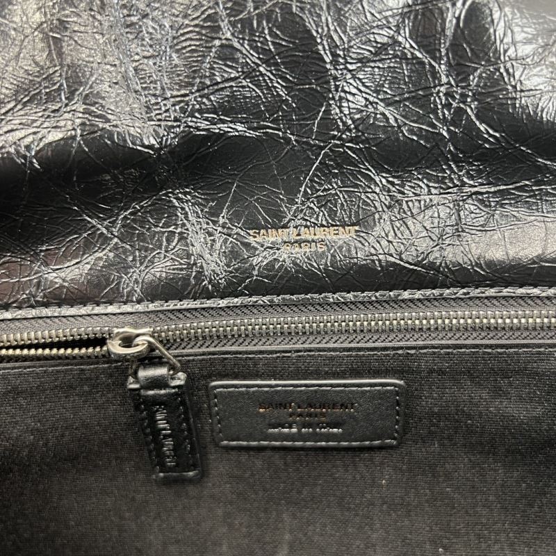 Saint Laurent Niki Medium Storm –Zwart Schoudertas in Vintage Kalfsleer