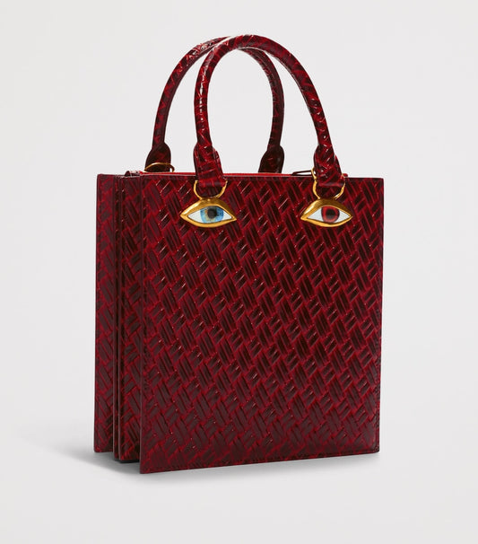 Schiaparelli Leather Face Top Handle Bag Burgundy – PRELOOV