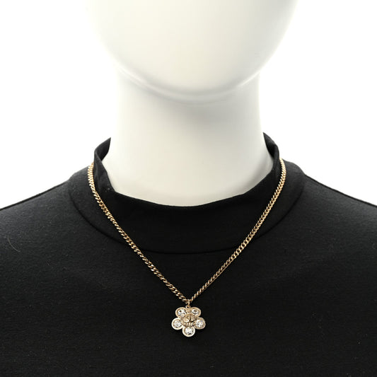 Chanel Crystal CC Flower Pendant Necklace Gold image 2