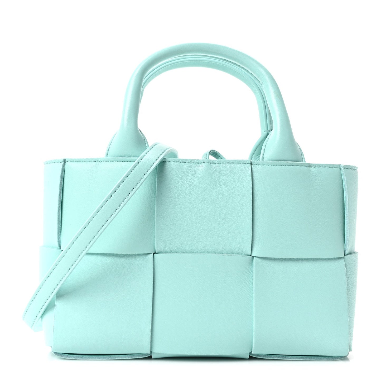 Bottega Veneta Grained Calfskin Maxi Intrecciato Mini Arco Tote Pale Blue 2026 PRELOOV foto 1