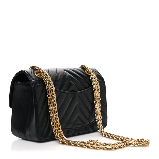 Chanel 2.55 Reissue Mini Flap Bag Black Aged Calfskin Chevron Quilted 2026 image 3 – PRELOOV