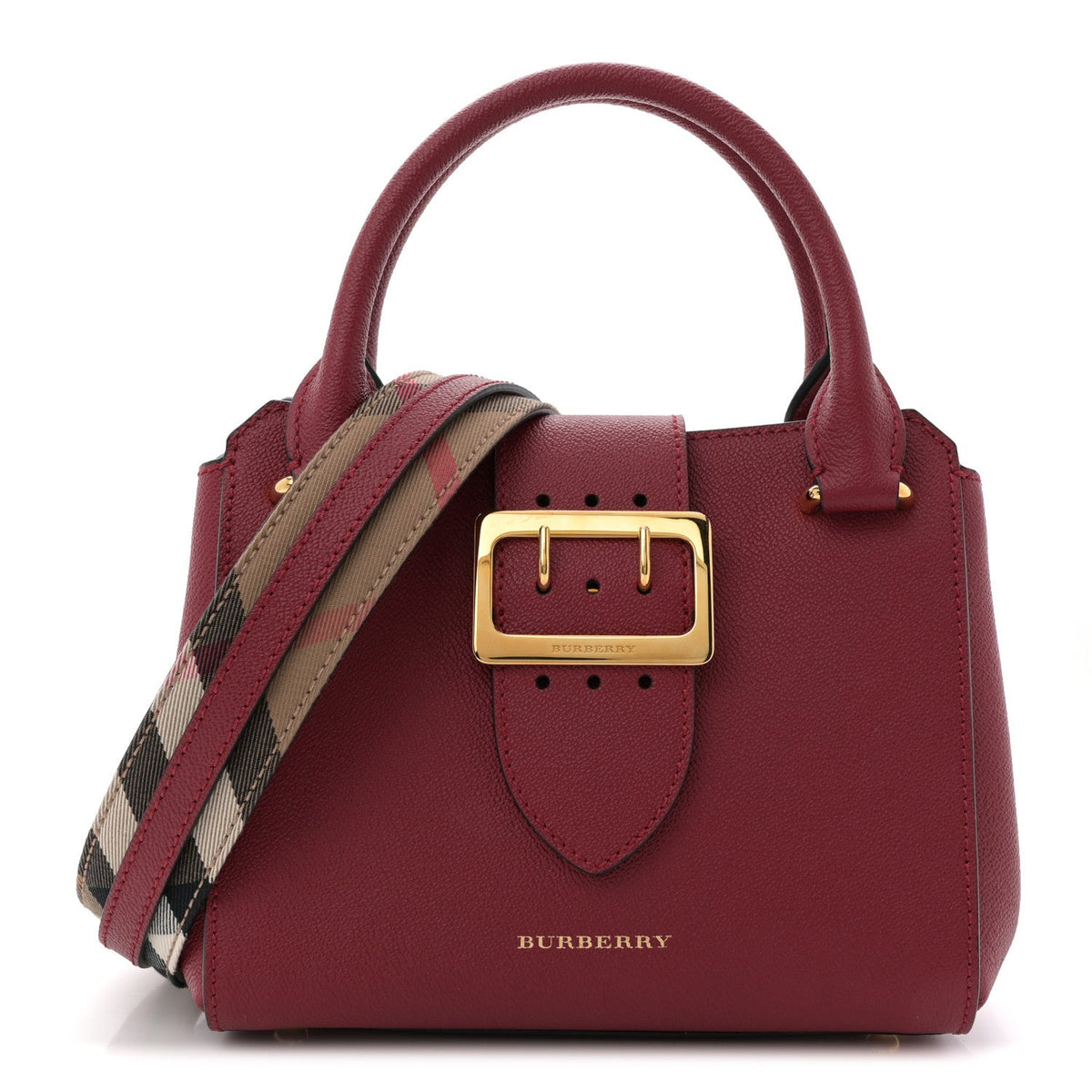 Burberry Small Buckle Tote Parade Red Soft Grain Calfskin