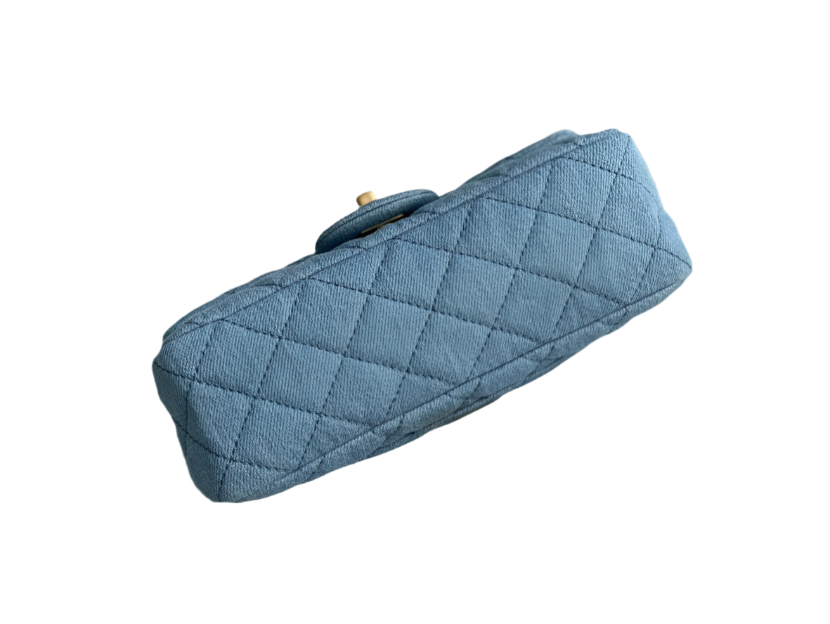 Chanel Classic Flap Bag Denim Blue with Gold-Tone Hardware