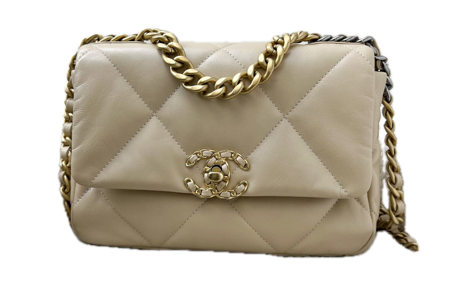 Chanel 19 Small Flap Bag Beige – Lamsleren Schoudertas met Mixed Hardware