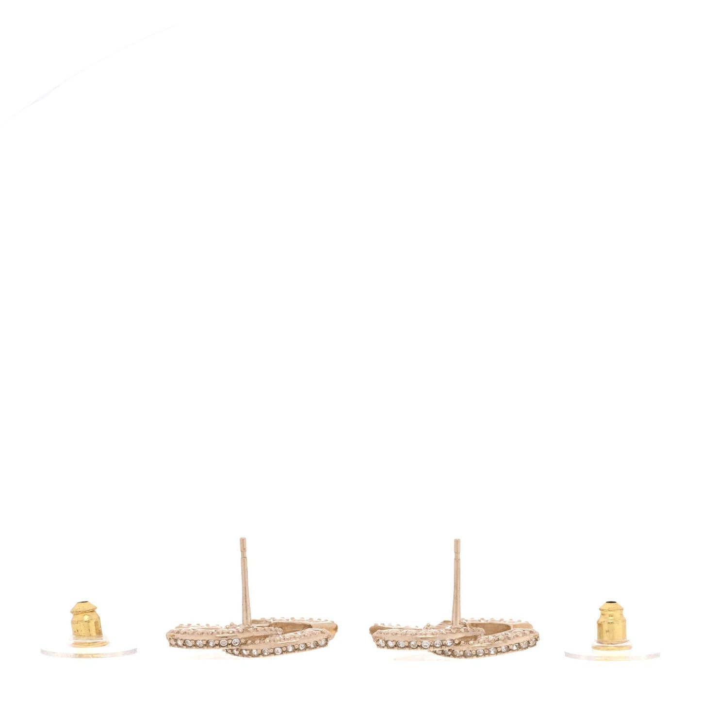 Chanel Crystal Timeless CC Earrings Light Gold image 3