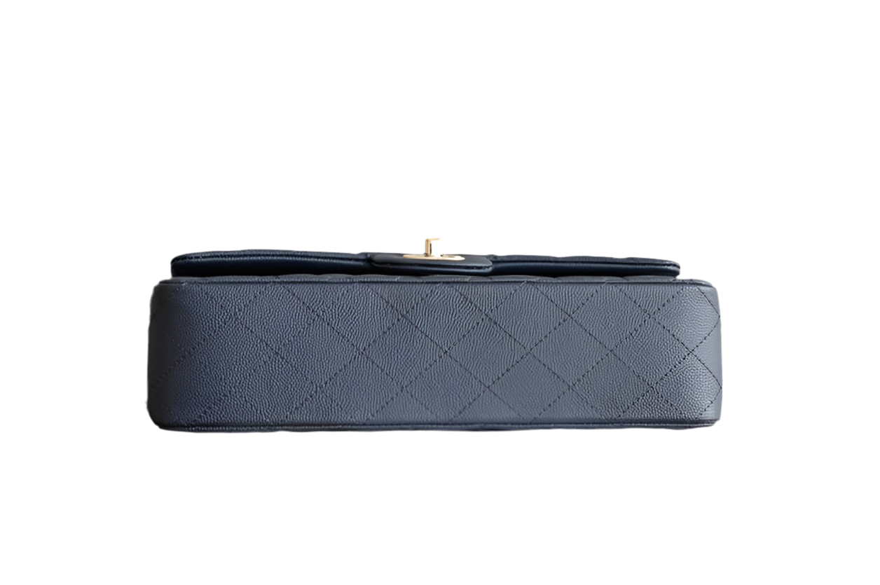 Chanel Classic Flap Bag Medium – Navy Blue Caviar Leather with Gold Hardware – Preloved Shoulder Bag 2025 collection