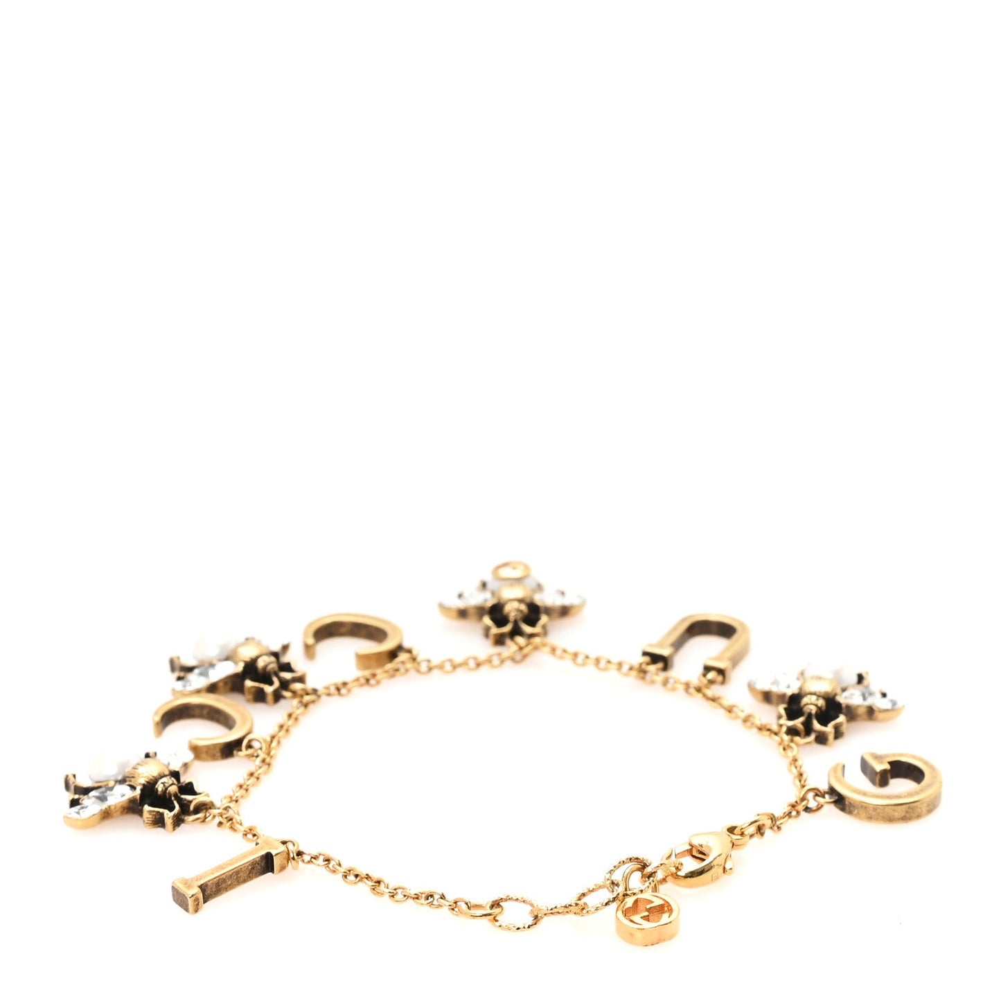 Gucci Bee Logo Charm Bracelet Aged Gold image 3