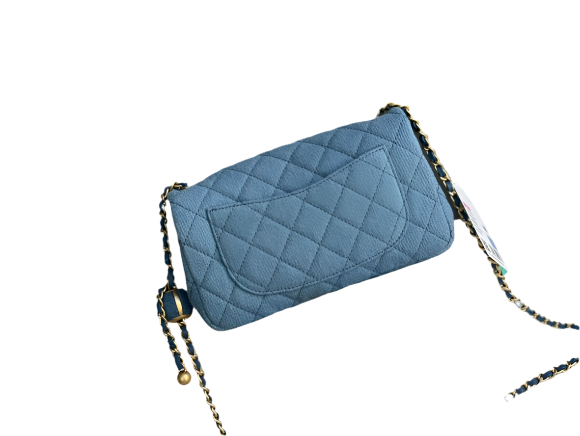 Chanel Classic Flap Bag Denim Blue with Gold-Tone Hardware