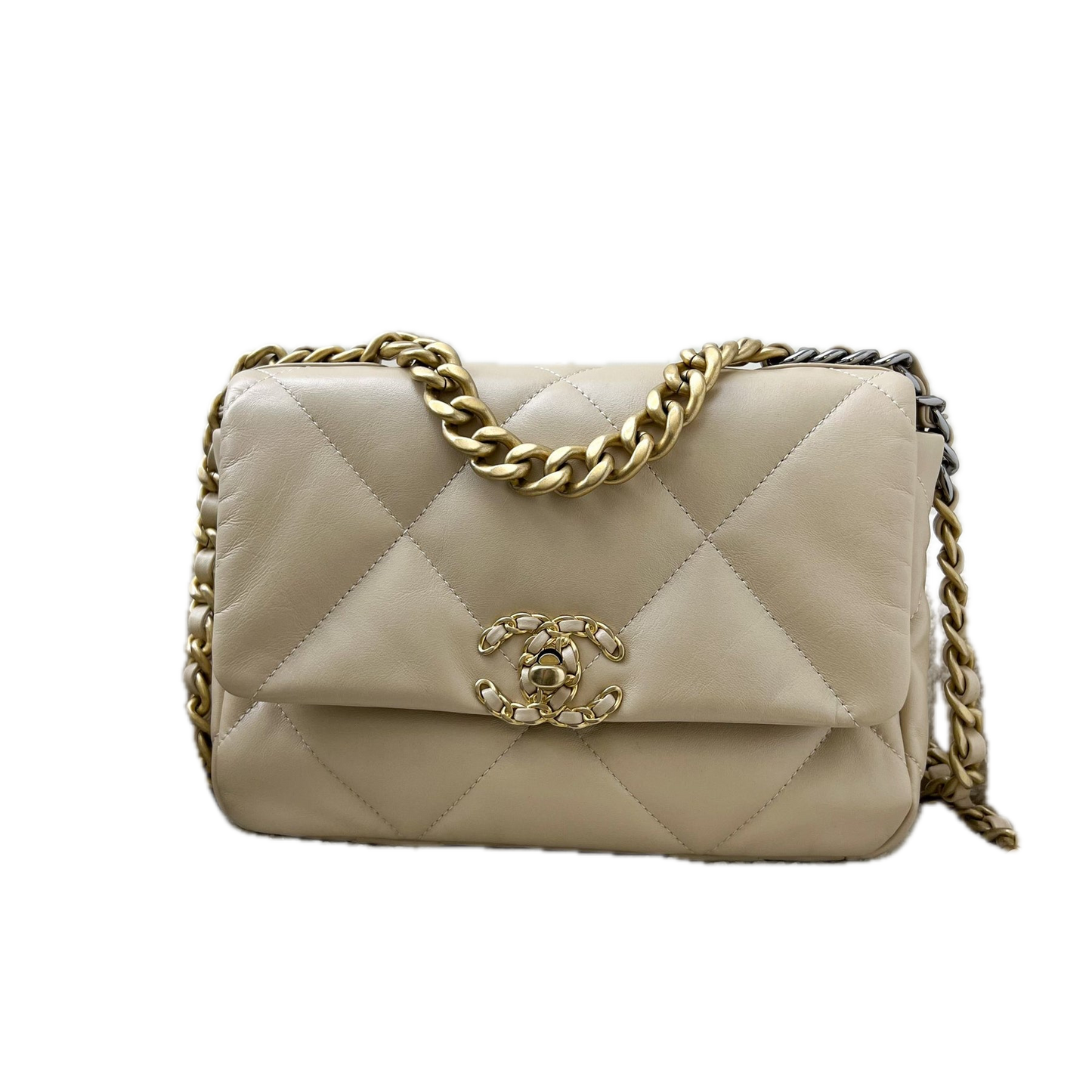 Chanel 19 Small Flap Bag Beige – Lamsleren Schoudertas met Mixed Hardware