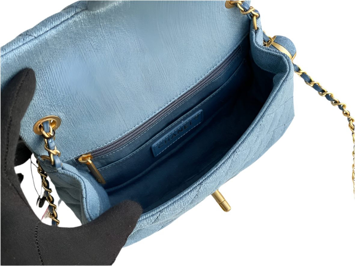 Chanel Classic Flap Bag Denim Blue with Gold-Tone Hardware
