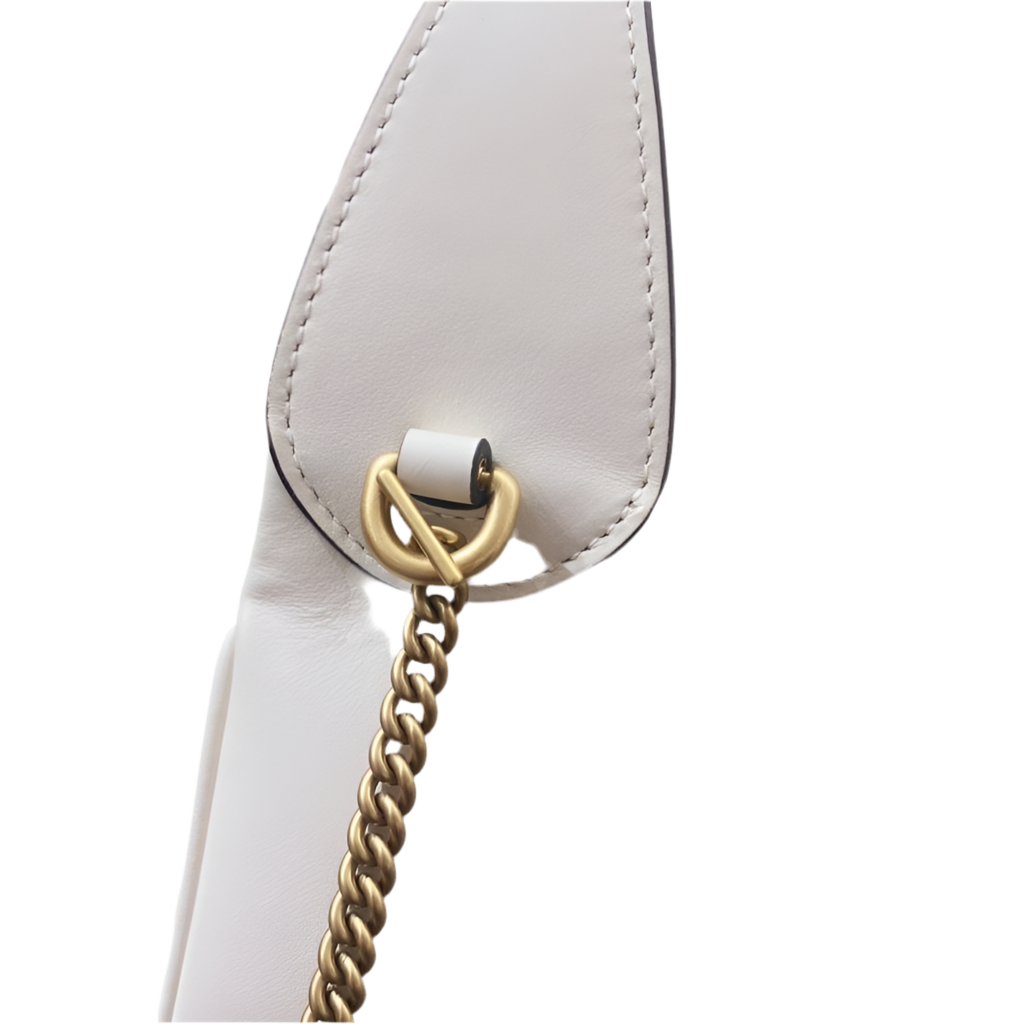 Gucci GG Marmont Mini Half Moon Shoulder Bag White Preloved Designer Bag