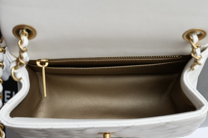 Chanel Classic Timeless Mini Flap Bag – White Lambskin Gold CC & Pearl Chain