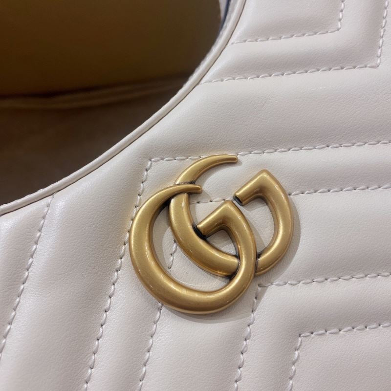 Gucci GG Marmont Mini Half Moon Shoulder Bag White Preloved Designer Bag