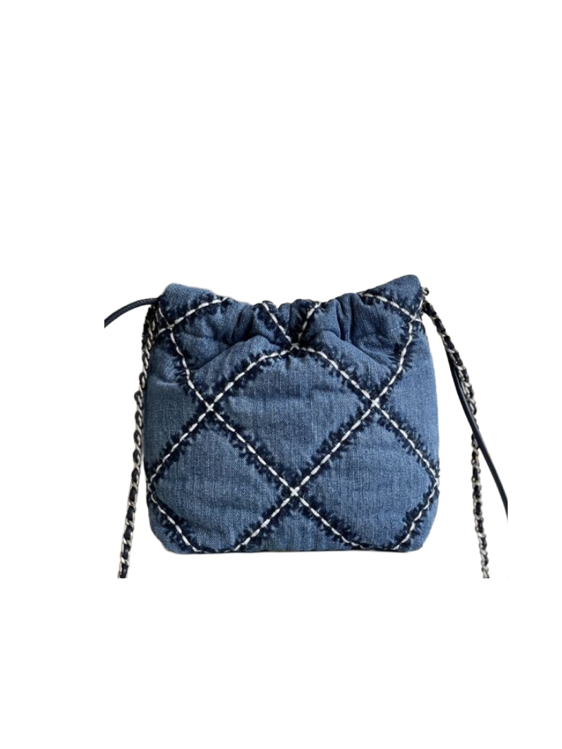 Chanel 22 Mini Stitch Handbag Blue Denim – Preloved Designer Shoulder Bag