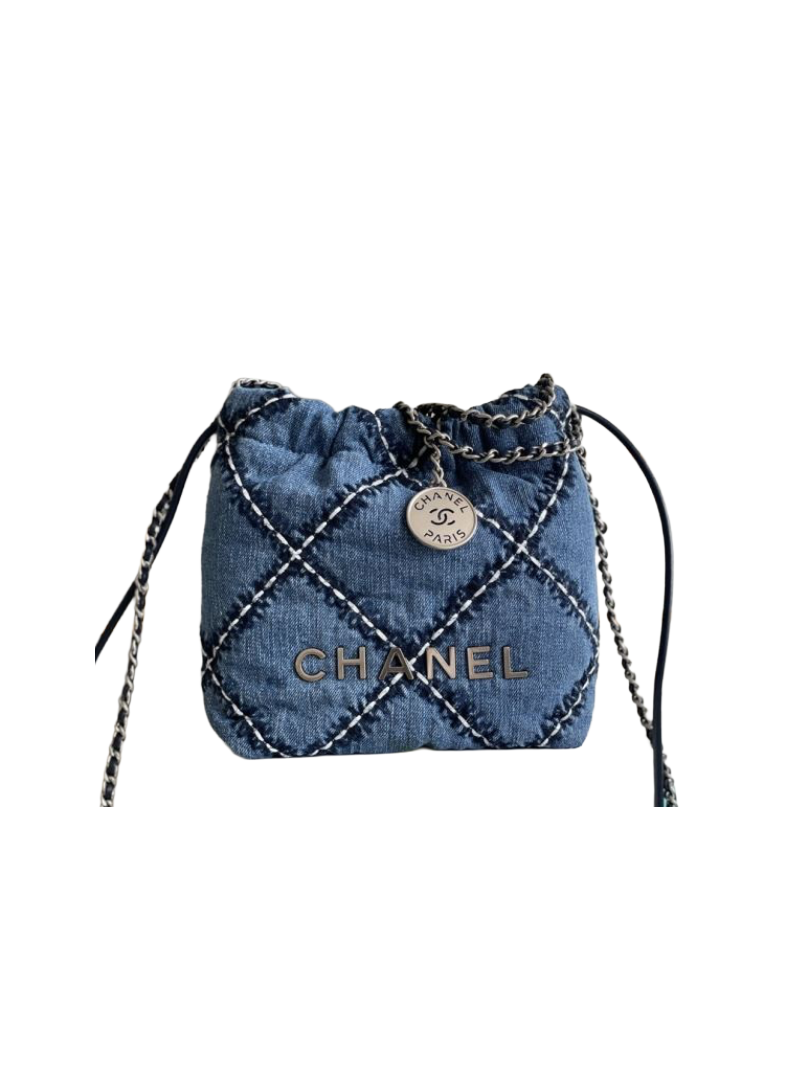 Chanel 22 Mini Stitch Handbag Blue Denim – Preloved Designer Shoulder Bag