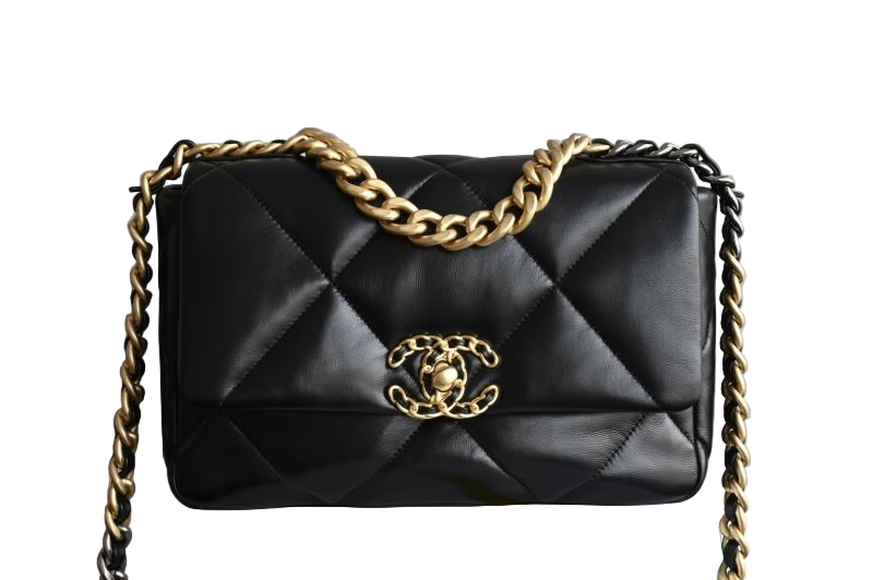 Chanel 19 Flap Bag Small – White Glossy Lambskin with Gold, Silver & Ruthenium Hardware – Preloved Designer Shoulder Bag 2025