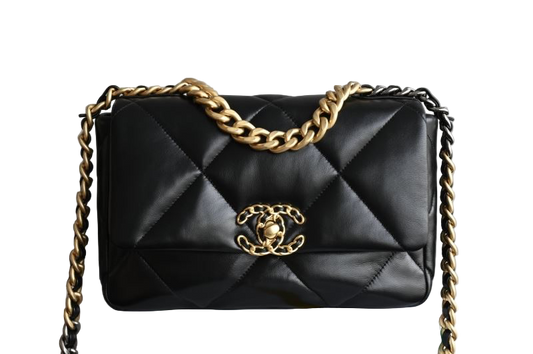 Chanel 19 Flap Bag Small – White Glossy Lambskin with Gold, Silver & Ruthenium Hardware – Preloved Designer Shoulder Bag 2025