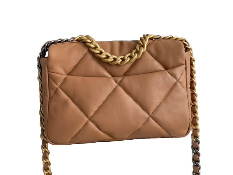 Chanel 19 Flap Camel schoudertas 2025 2026 Goud-, Zilver- & Ruthenium-Finish Metaal
