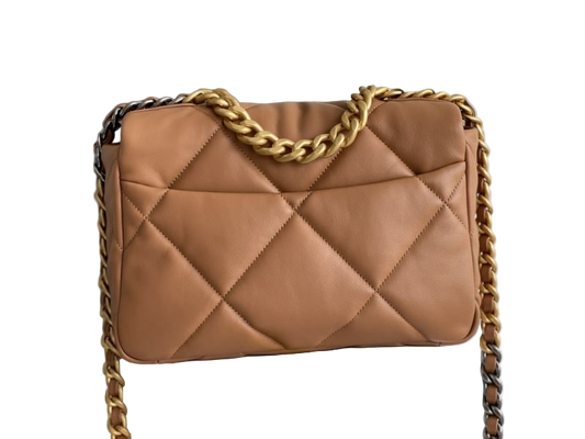 Chanel 19 Flap Camel schoudertas 2025 2026 Goud-, Zilver- & Ruthenium-Finish Metaal