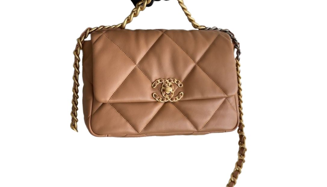 Chanel 19 Flap Camel schoudertas 2025 2026 Goud-, Zilver- & Ruthenium-Finish Metaal