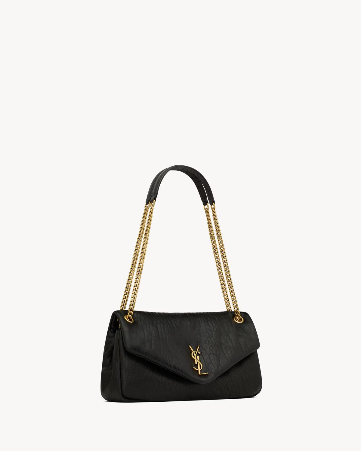 Saint Laurent Calypso Medium Schoudertas Zwart Grained Lambskin