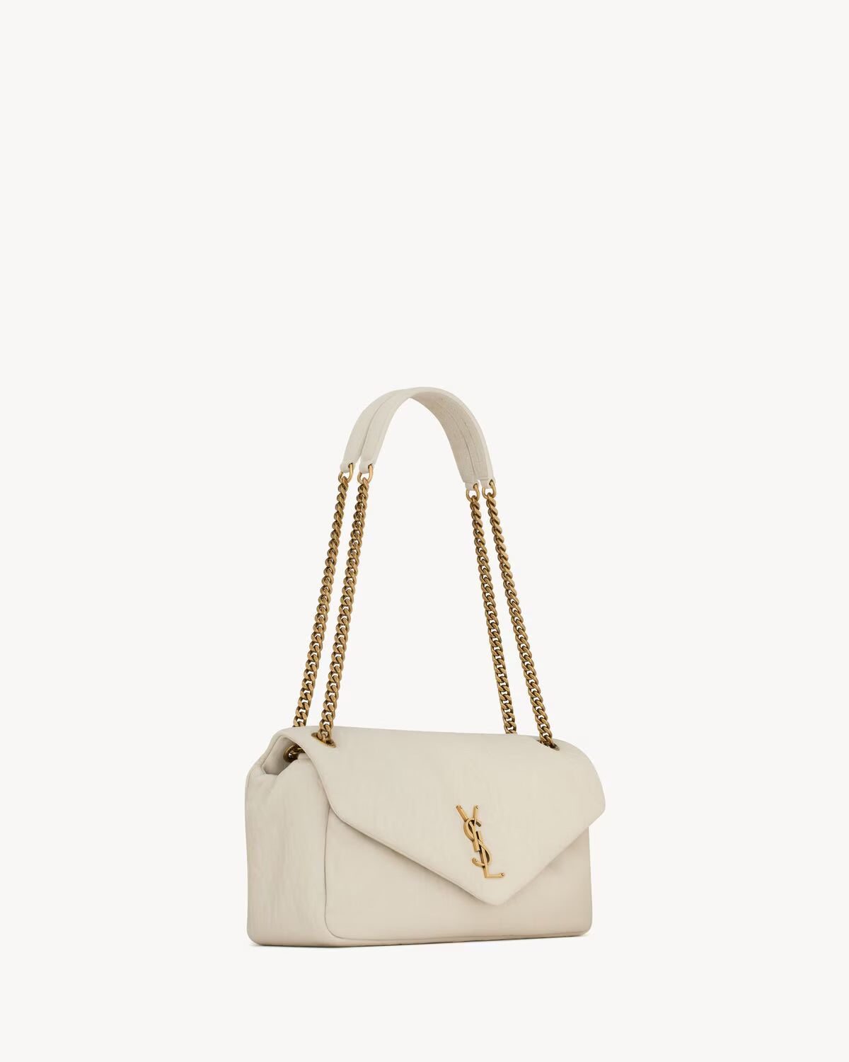 Saint Laurent Calypso Medium Schoudertas Blanc Vintage