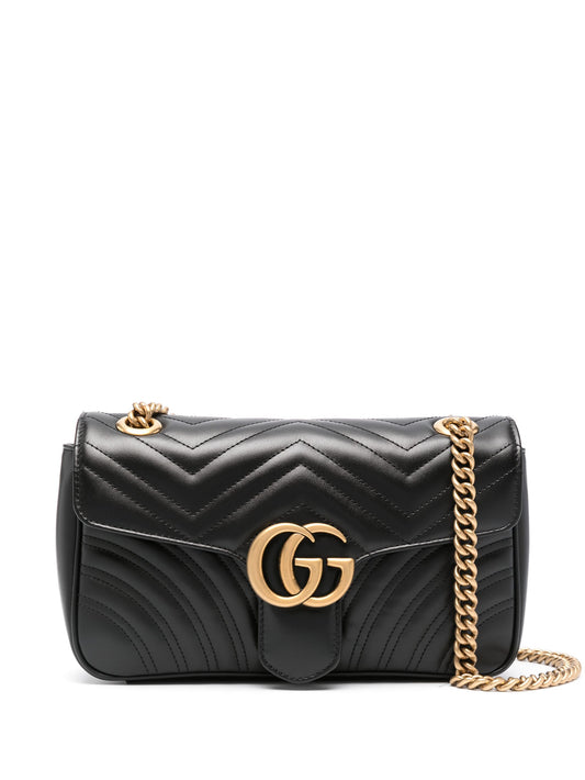 Gucci Marmont Small Black Matelassé Chevron Leather