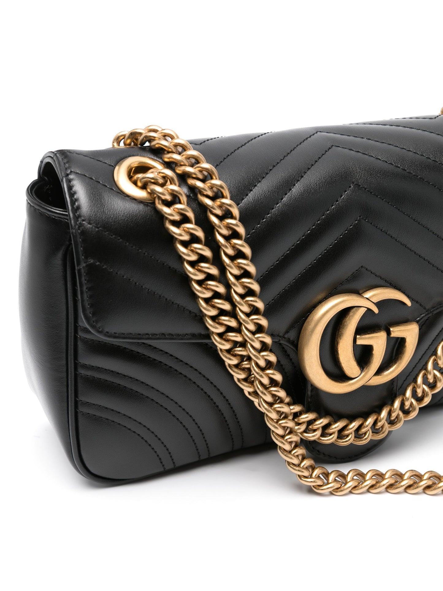 Gucci Marmont Small Black Matelassé Chevron Leather