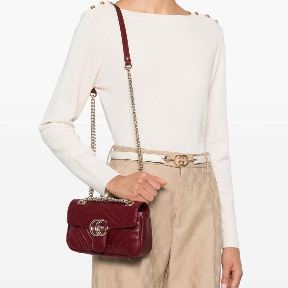 Gucci Marmont Small Rosso Ancora Matelassé Chevron Leather