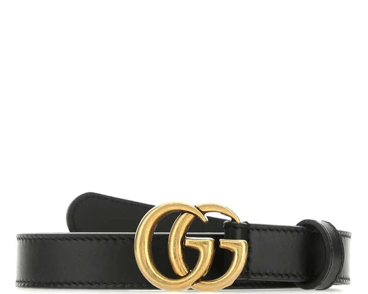 Gucci Marmont 2 cm Belt Black Leather with GG Buckle