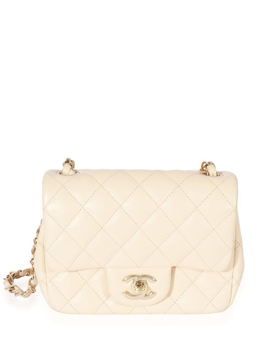 Chanel Classic Flap Crossbody Handbag White Cream Lambskin 2021 Medium
