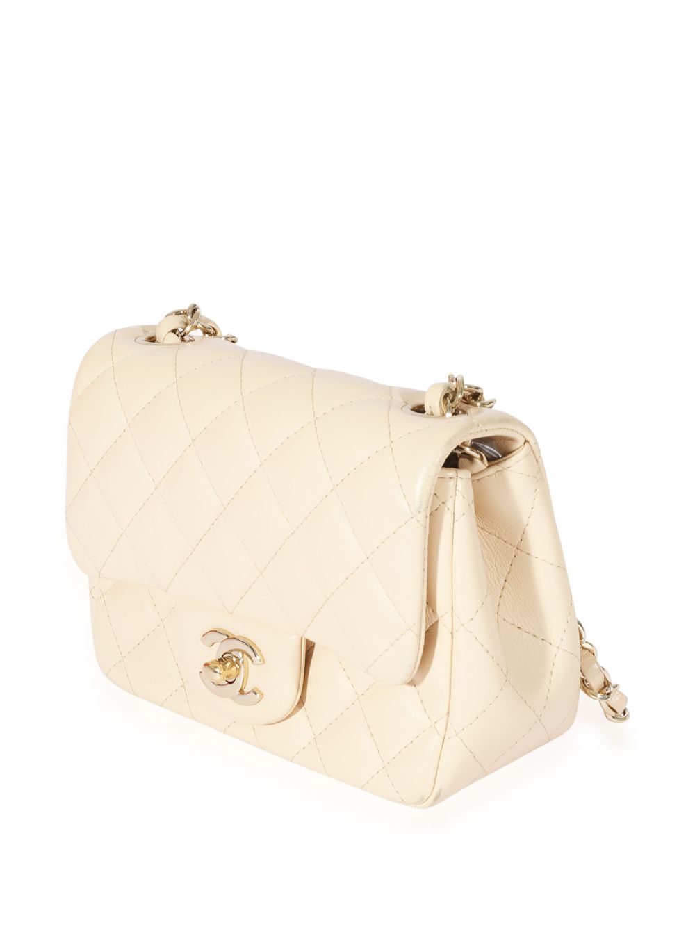 Chanel Classic Flap Crossbody Handbag White Cream Lambskin 2021 Medium