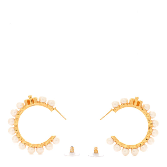 Chanel Pearl CC More Is More Small Hoop Earrings Gold image 2