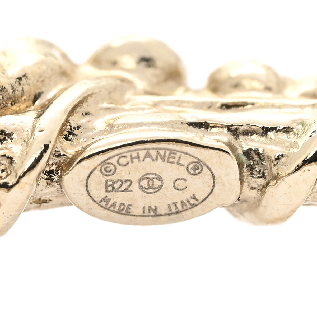 Chanel Crystal Camellia CC Hoop Earrings Gold image 3
