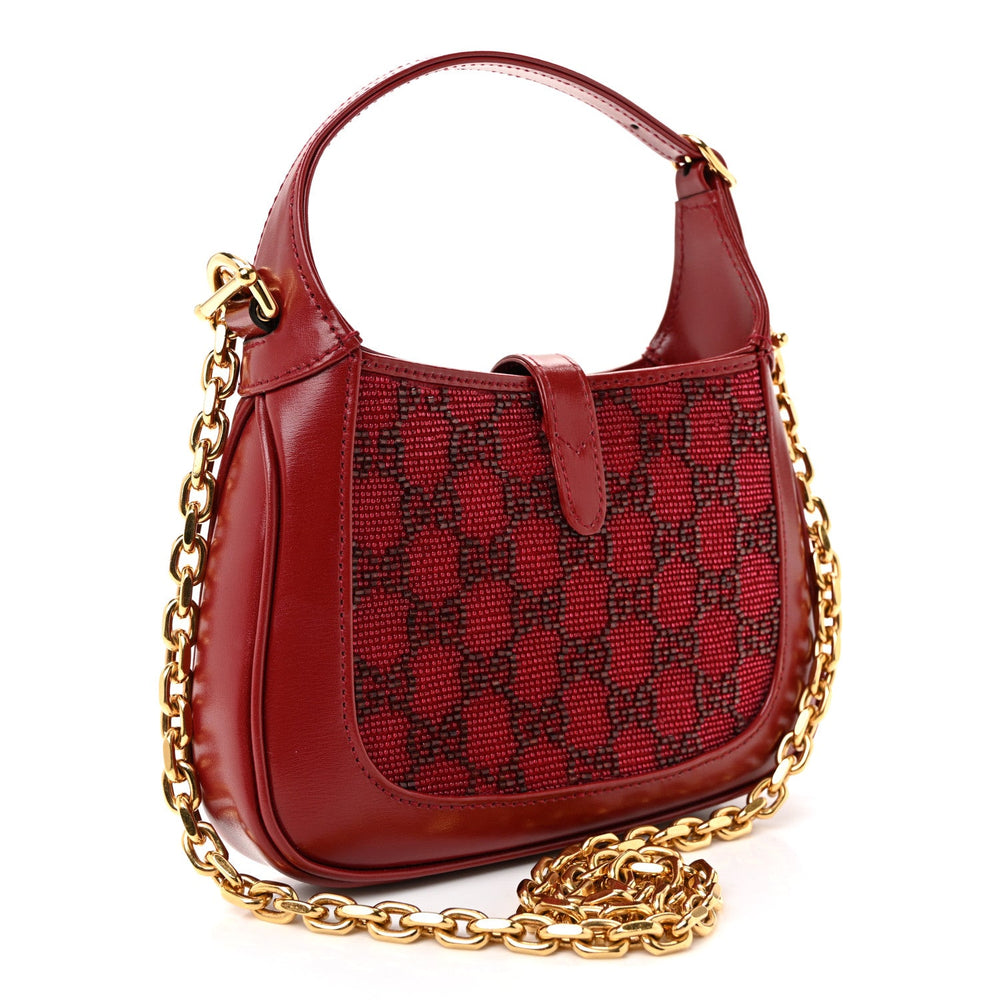 Gucci Mini Jackie 1961 Cherry Red Beaded Embroidery GG Monogram image 3
