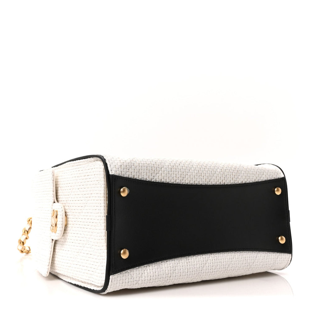 Chanel Braided Raffia Calfskin Quilted Small Chanel 25 Handbag White Black 2026 – PRELOOV